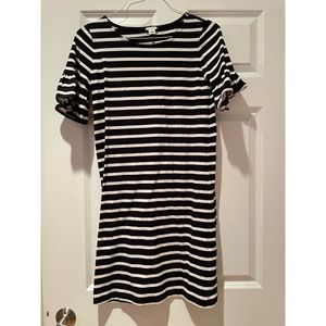 J crew short  sleeve dress. Black and white stripes